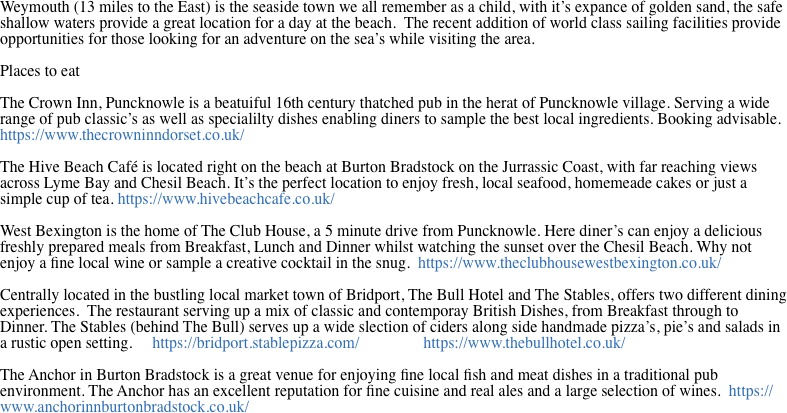 Weymouth (13 miles to the